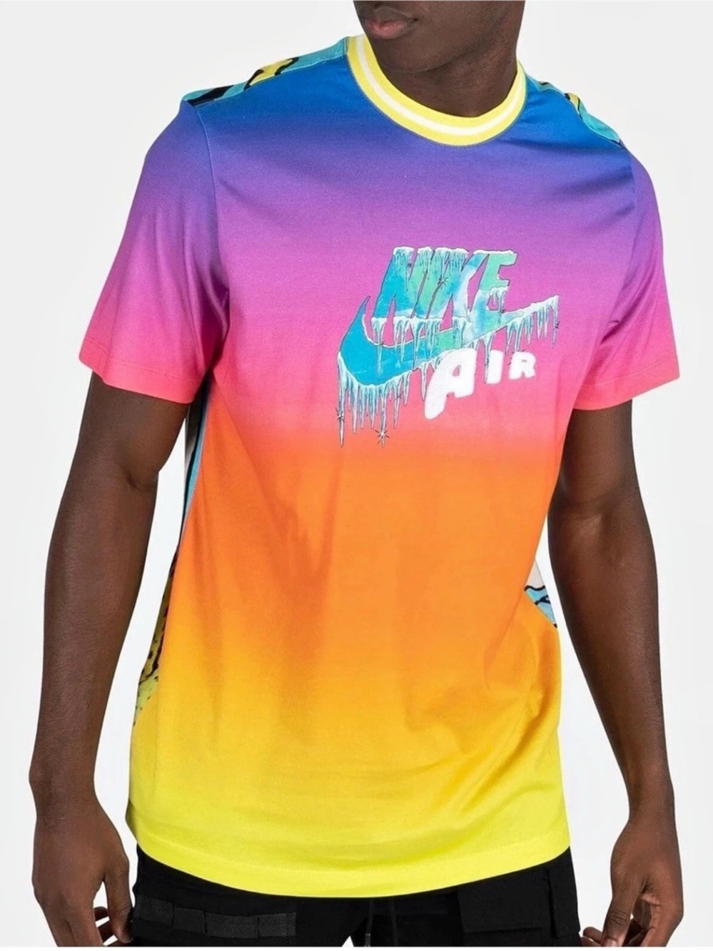 Nike Sportswear Mock Element T-Shirt Orange & Yellow Large (fits M)
